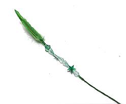 deco feather, stick darkgreen