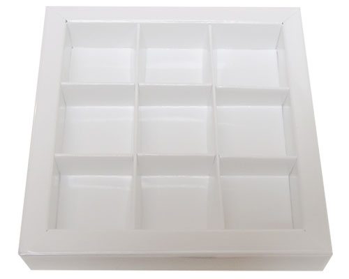 Windowbox 100x100x19mm 9 division chromolux white 