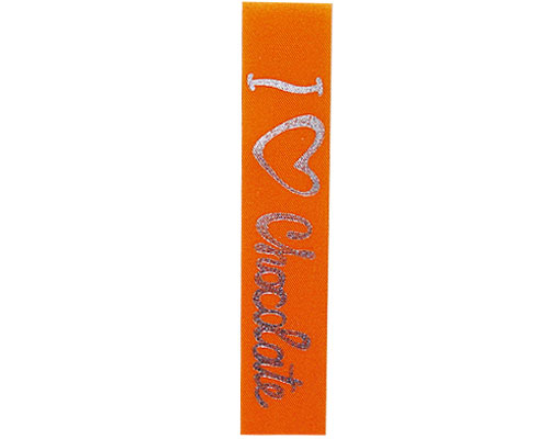 Ribanbel I Love Chocolat 25mm/100mtr Orange/Silver