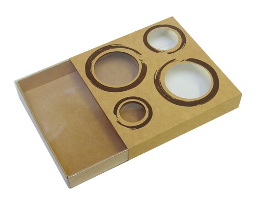 Windowbox 4 circle small 110x110x19mm kraft 