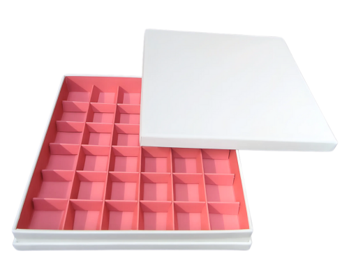 Portofino box L204xW204xH31mm + compartments white antique pink