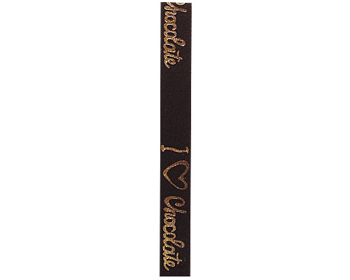Ribanbel I love chocolate 15mm/100mtr Brown gold