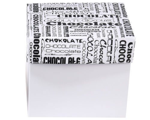 Cubebox 100x100x95mm chocolat white + printed lid white 