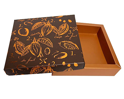 Box cacao, 120x120x30mm hazelnut/ balibrown top 