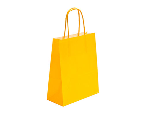 Paper bag curled handle L180xW80xH220mm yellow