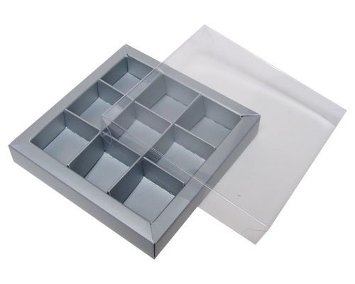 Windowbox 100x100x19mm 9 division silver