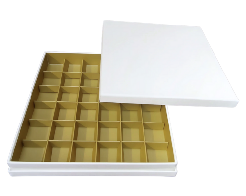 Portofino box L204xW204xH31mm + compartments white almond