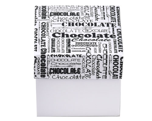 Cubebox 65x65x60mm chocolat white + printed lid white 