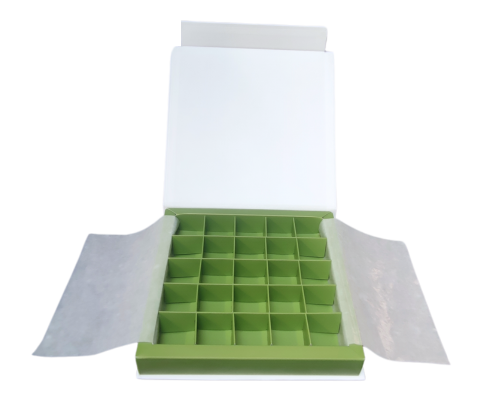 Flip flap box L188xW188xH29mm white kiwi green