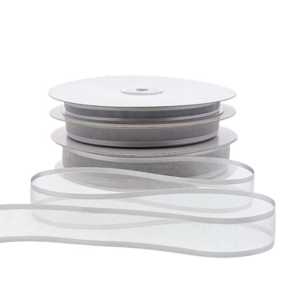 Organza satin edge M 10mm/50mtr silver
