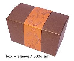 ballotin 500 gr cacao bronztwist, sleeve in coppertin