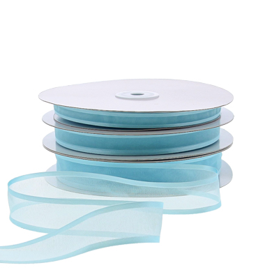 Organza satin edge M 10mm/50mtr aqua blue