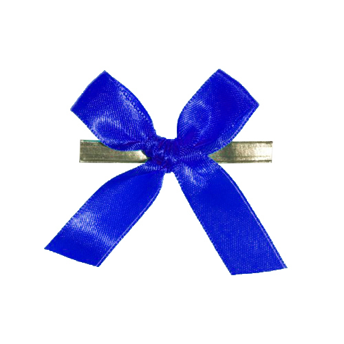 Bow ready made No 306 double face satin 15mm clipband 60mm blau