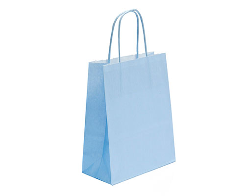 Paper bag curled handle L180xW80xH220mm light blue