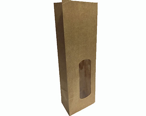 Blockbag with window kraft brown 80x50x240mm