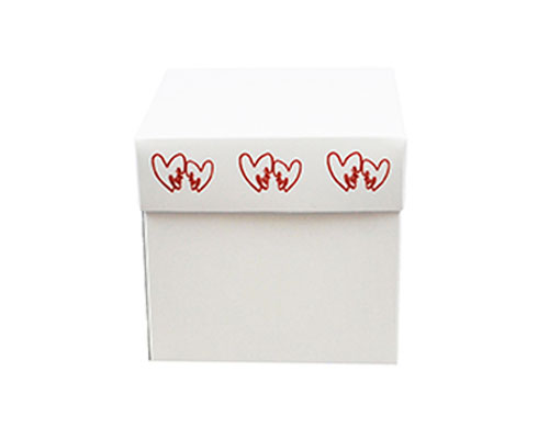 Cubebox Double Hearts 80x80x75mm white/red