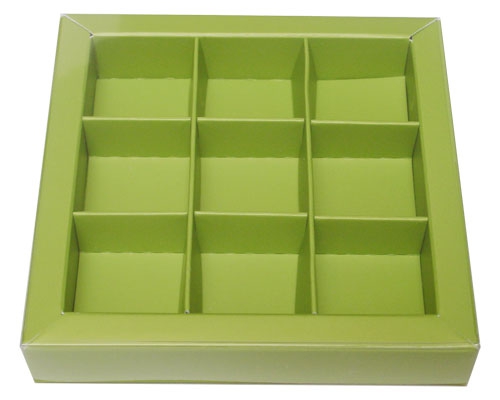 Windowbox 100x100x19mm 9 division kiwi green