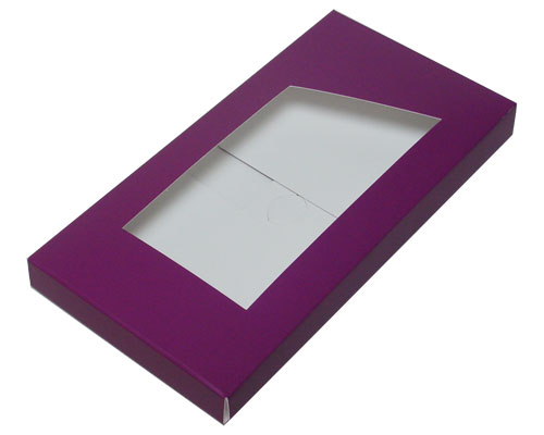 4-Flap Folding version Chocolate Bar Box with opening, djerba purple