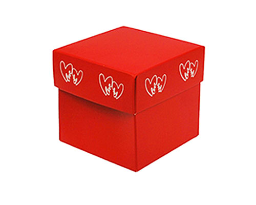 Cubebox Double Hearts 80x80x75mm red/white