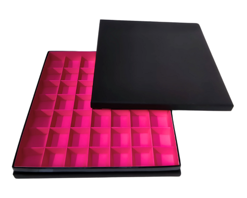 Portofino box L244xW244xH31mm + compartments black fuchsia