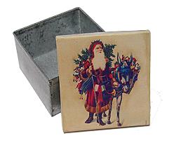 Metal box  Santa with Donkey 100x100x55mm