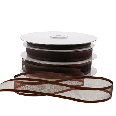 Organza satin edge M 10mm/50mtr dark brown