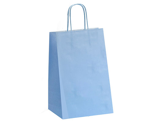 Paper bag curled handle L220x100x310mm light blue