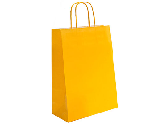 Paper bag curled handle L220x100x310mm yellow