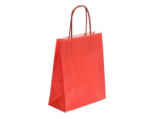 Paper bag curled handle L180xW80xH220mm red