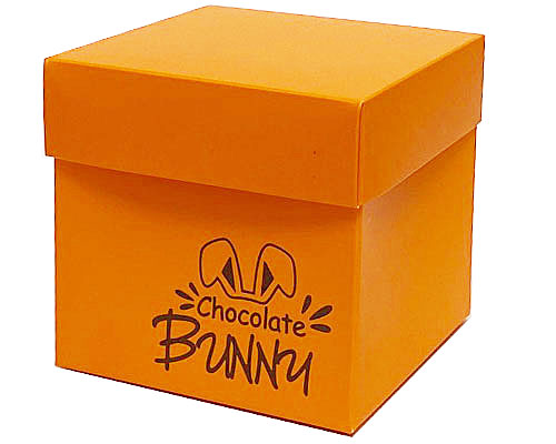 Cubebox L100xW100xH95mm chocolate bunny apricot orange