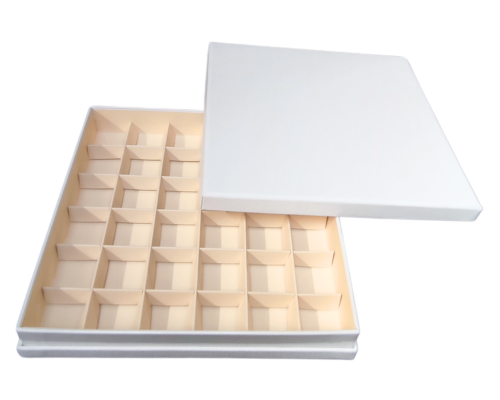 Portofino box L204xW204xH31mm + compartments white seashell