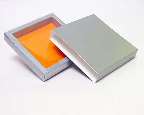 Windowbox mini with sleeve 105x105x18mm Monaco silver-orange