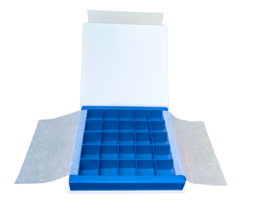 Flip flap box L188xW188xH29mm white ocean blue