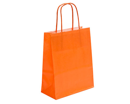 Paper bag curled handle L220x100x310mm orange