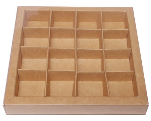 Windowbox 133x133x19mm 16 division kraft 