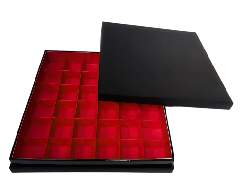 Portofino box L204xW204xH31mm + compartments black strawberry