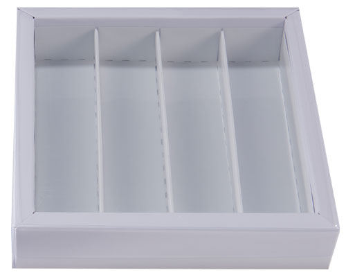 Windowbox maxi 145x145x33mm divider included Duomat-white/Shiny-white