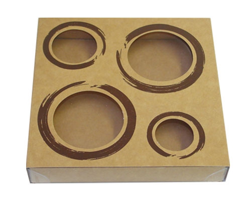Windowbox 4 circle small 110x110x19mm kraft 