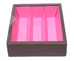 Macaron box 3 row taupe pink Hollywood