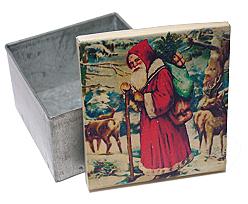 Metal box  Santaclaus in Forest100x100x55mm